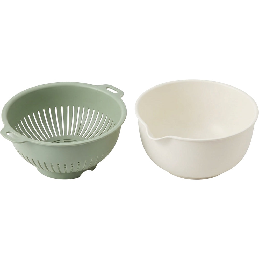 Artpace Double-Layer Vegetable Wash and Drain Bowl Set 26 cm Sage - Product view
