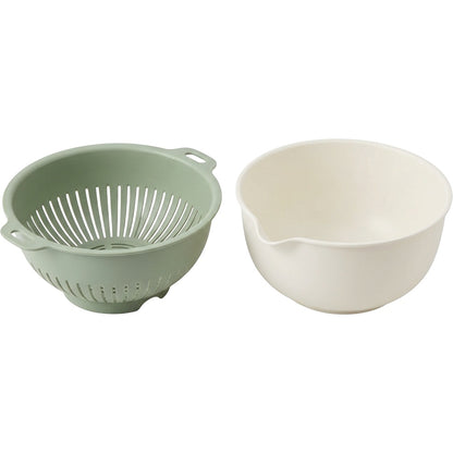 Artpace Double-Layer Vegetable Wash and Drain Bowl Set 26 cm Sage - Product view