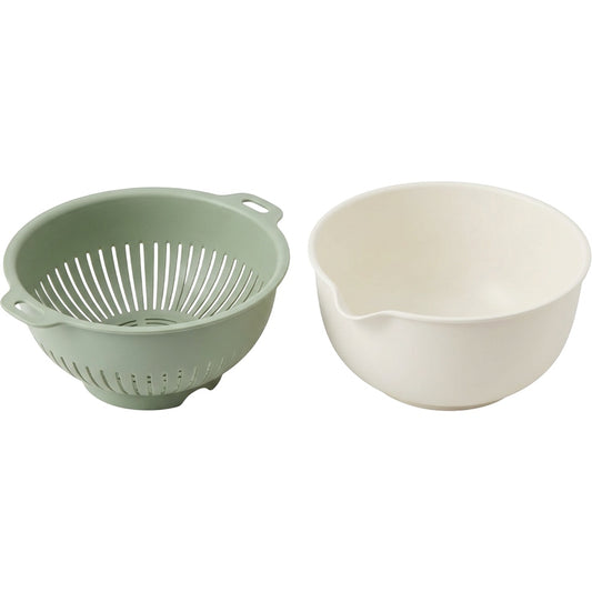 Artpace Double-Layer Vegetable Wash and Drain Bowl Set 26 cm Sage - Product view