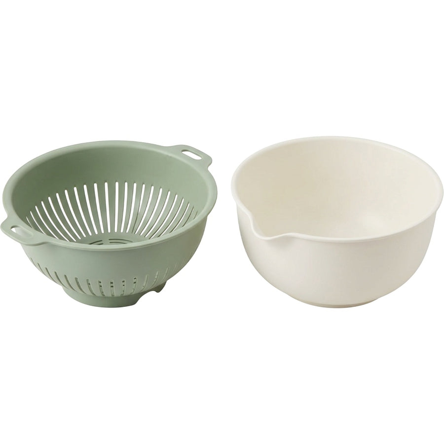 Artpace Double-Layer Vegetable Wash and Drain Bowl Set 26 cm Sage
