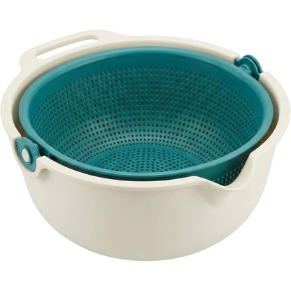 Artpace Pivoting Vegetable Wash and Drain Basket Set 28 cm Teal - Product view